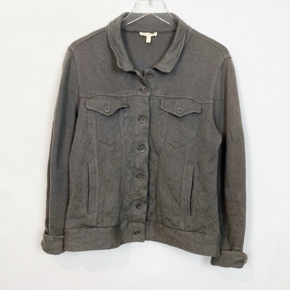 Eileen Fisher Gray Tan Metallic Cotton Jacket L - Picture 1 of 6